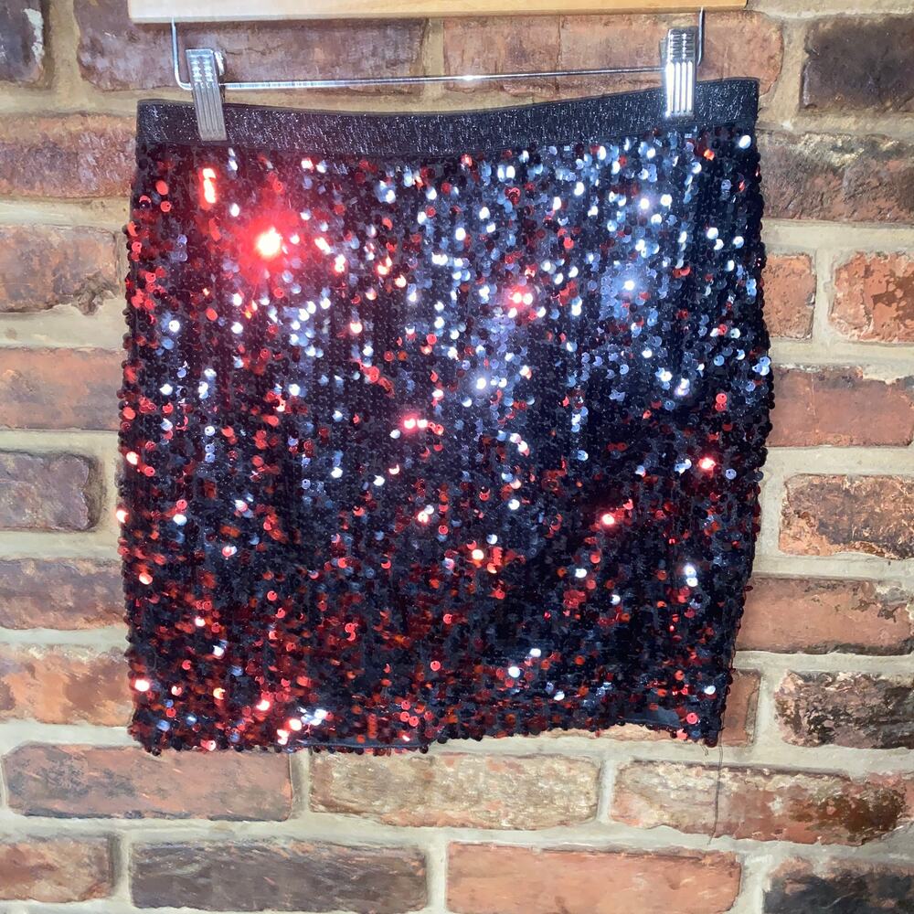 Lydia Black Red Sequined Mini Skirt Women's Size Large